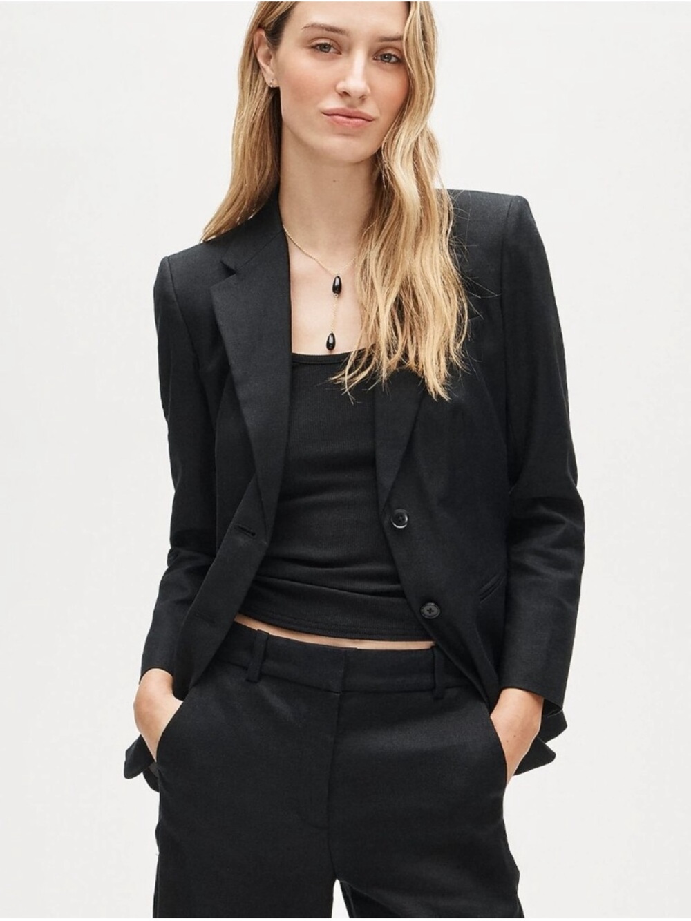 NEW J. Crew Margeaux blazer in Black stretch linen blend CS639 size 6 Petite